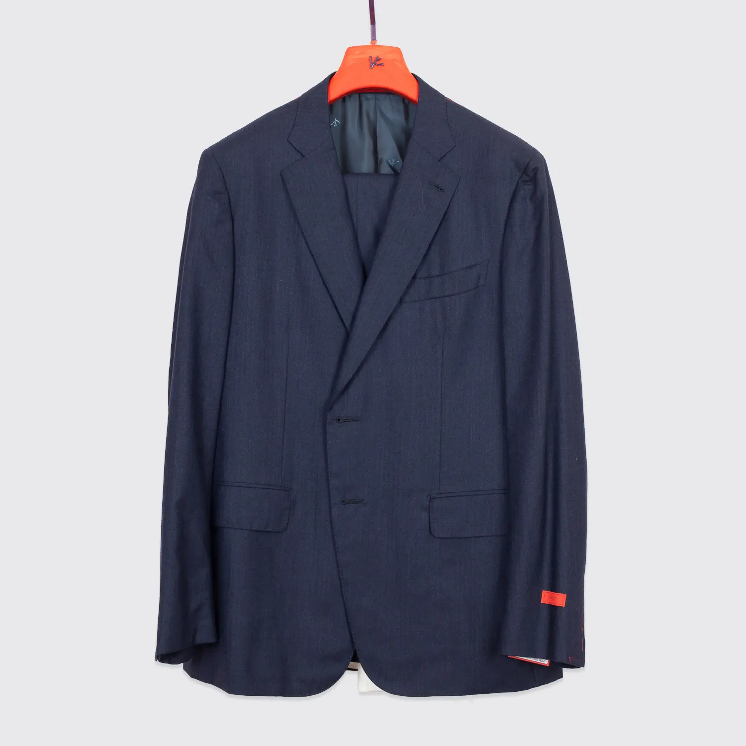 Isaia Napoli Suit Size EU58 Lightweight Wool Silk Flannel Two Button Gregory Fit