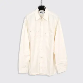 Engineered Garments Work Shirt Size L Men Cream Flecked Cotton Made in U.S.A.