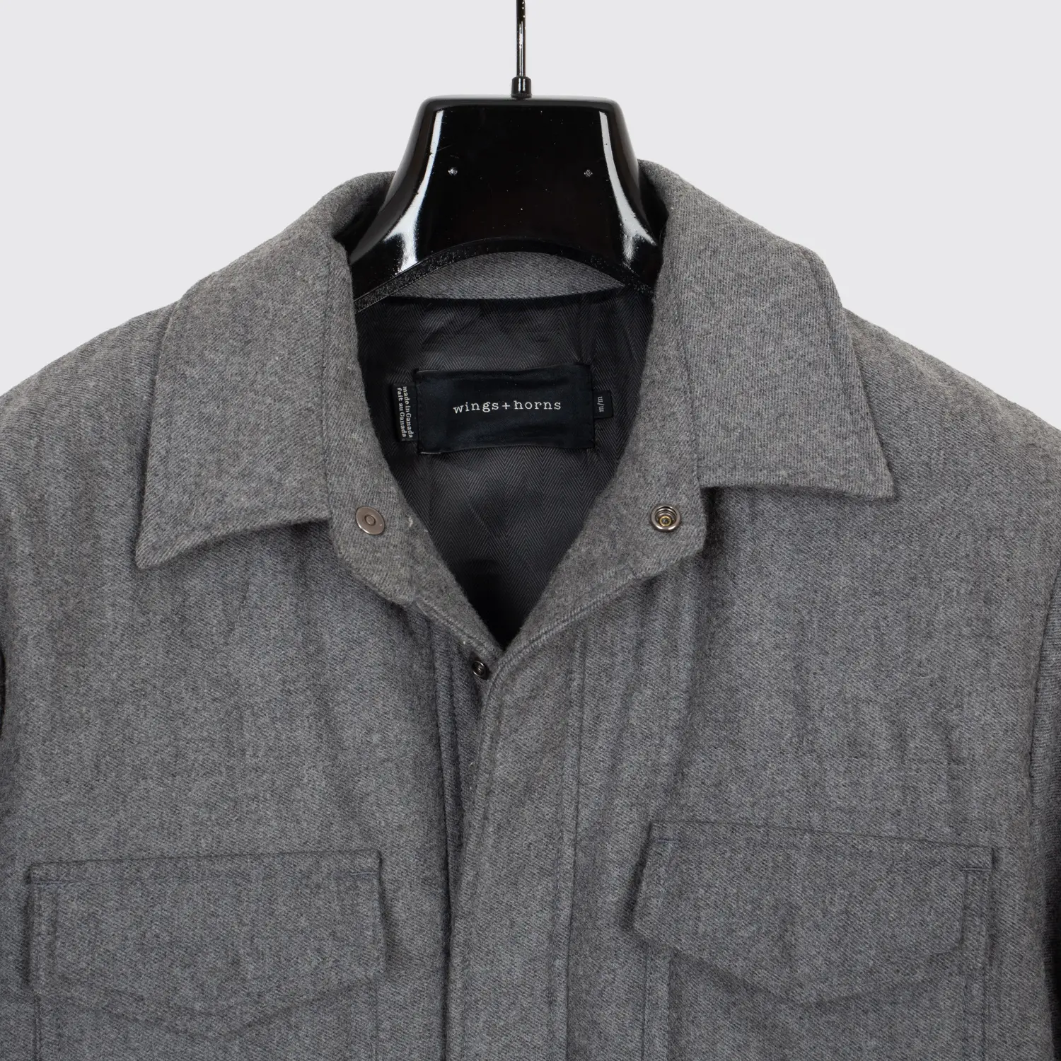Wings & Horns Shirt Jacket Size M Gray Wool Blend Primaloft Insulated Quilted