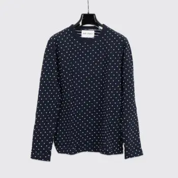Our Legacy Jacquard Dots Long Sleeve T-Shirt Size M Dark Navy Blue Cotton Knit