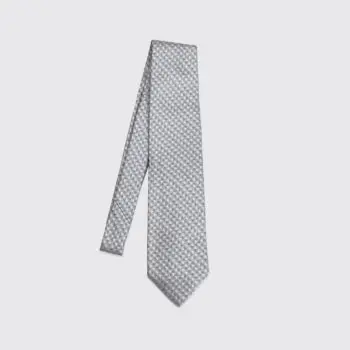 Armani Collezioni Tie Metallic Gray Silver Geometric Classic Silk Made in Italy