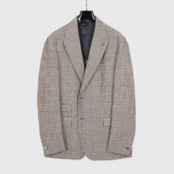 Eleventy Jacket Size EU58 Men Brown Glen Check Wool Handmade