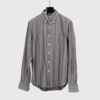 Epaulet New York Shirt Size L Gray Floral Cotton Woven w/ Pocket Made in U.S.A.