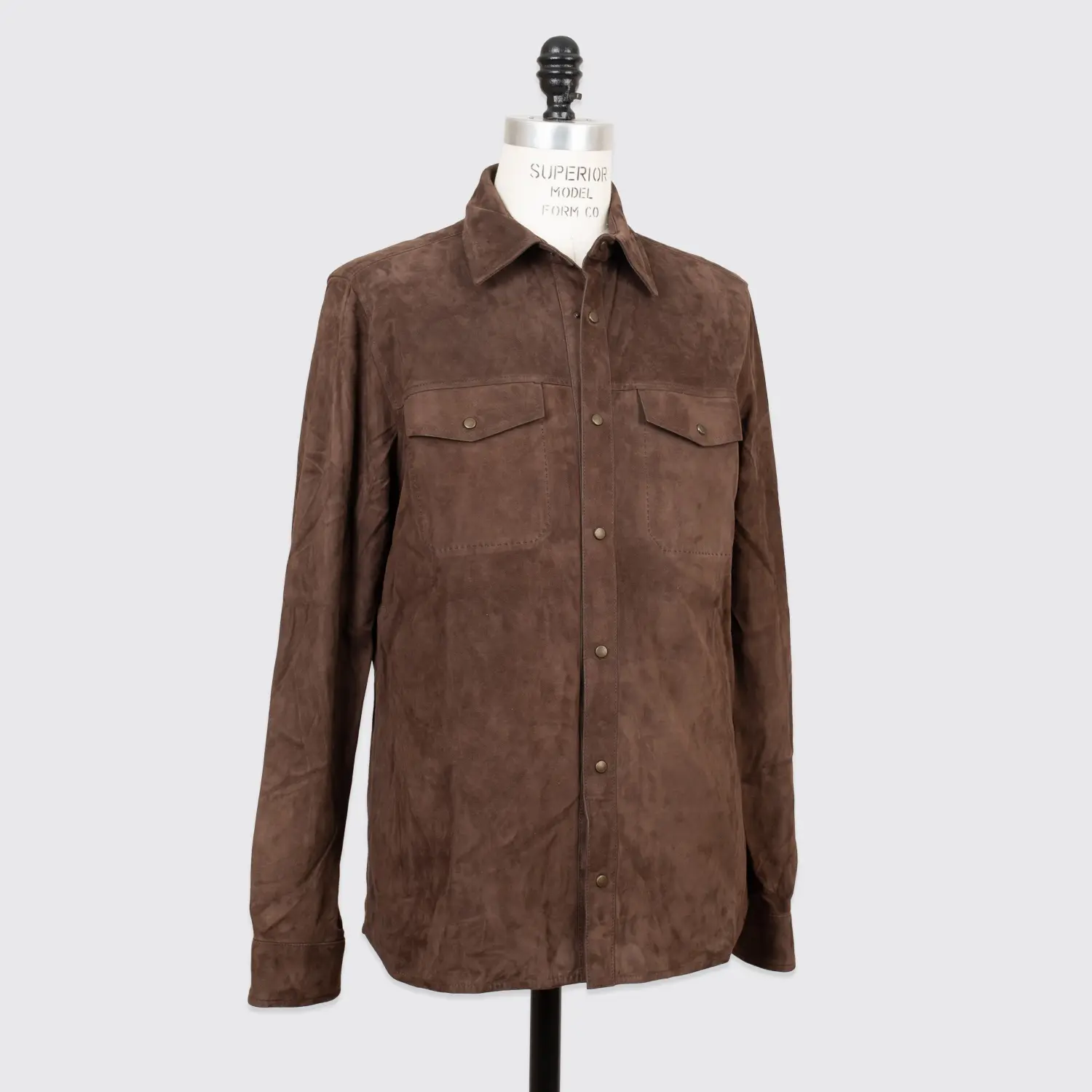 AJMone Barron Suede Shirt Size M (EU50) Men Coffee Brown Lambskin Made in Italy