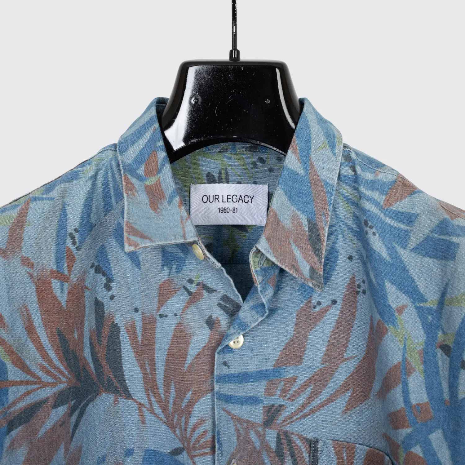 Our Legacy 1980-81 Pinpoint Oxford Shirt Size M Multicolor Floral Print Cotton