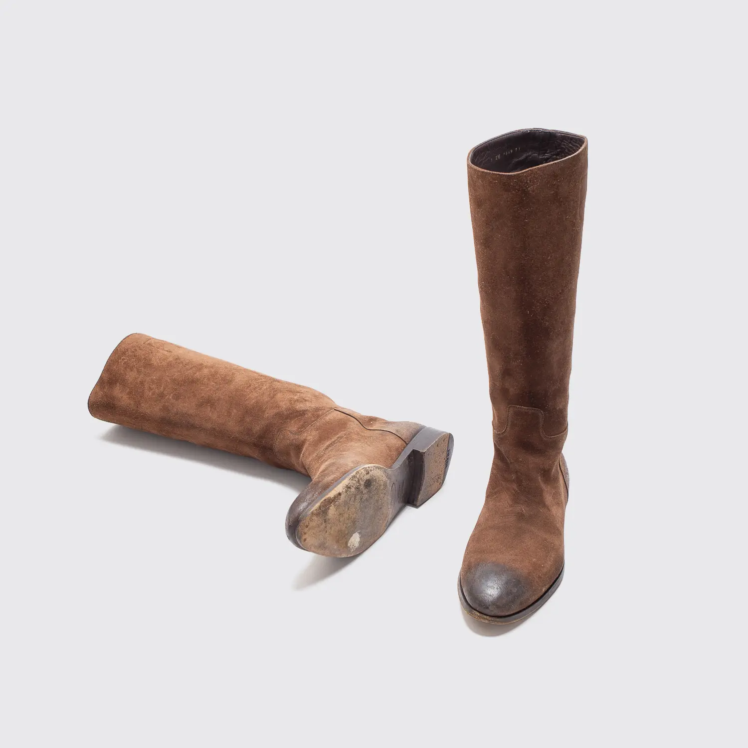 Prada Boots Size UK11 Men Cigar Brown Suede Tall Horse Riding Made in Italy