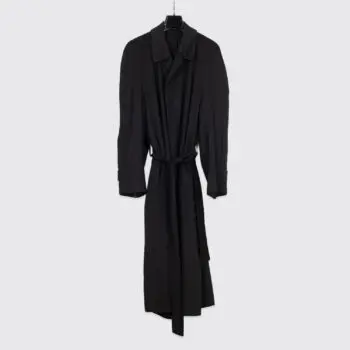 Ermenegildo Zegna Cashmere Dress Coat Size EU54 Men Long Solid Black Belted