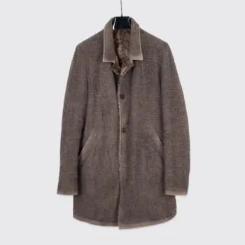 Gimo's Coat Size L Men Gray Wool-Mohair Faux Shearling Fleece Made in Italy