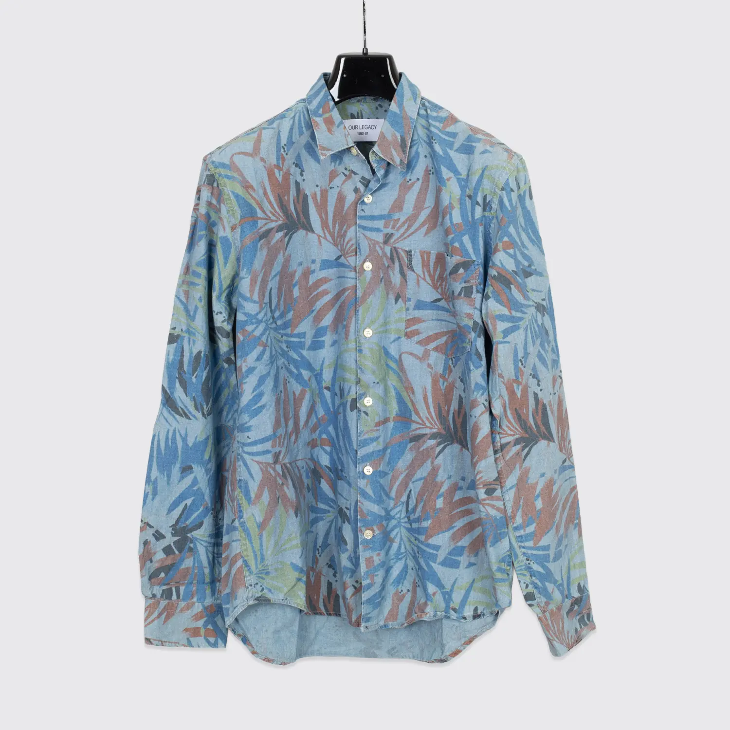 Our Legacy 1980-81 Pinpoint Oxford Shirt Size M Multicolor Floral Print Cotton