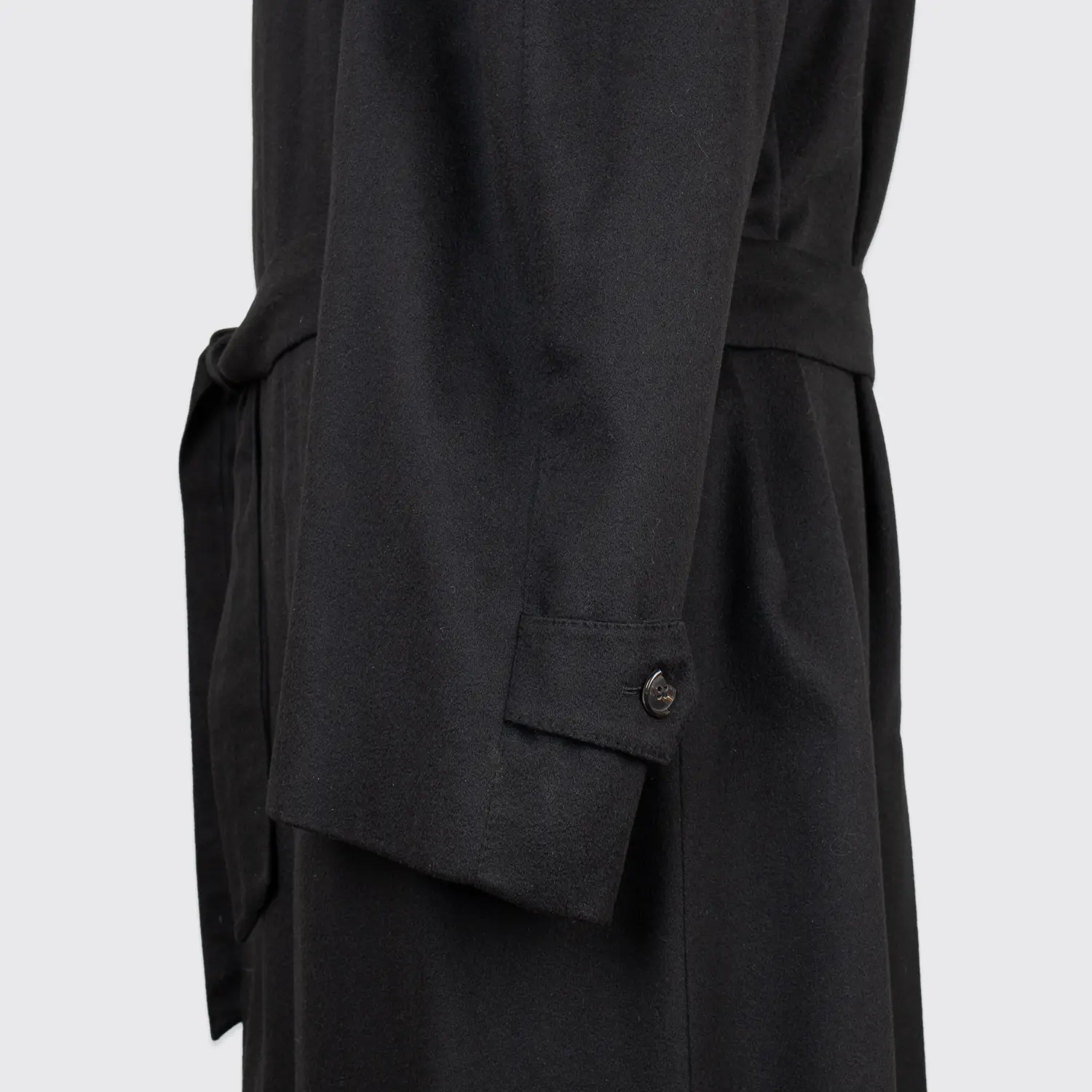 Ermenegildo Zegna Cashmere Dress Coat Size EU54 Men Long Solid Black Belted