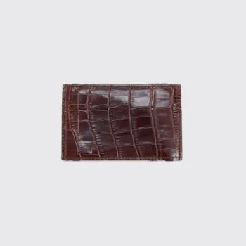 Neiman Marcus Wallet Brown Alligator Embossed Billfold Made in Italy