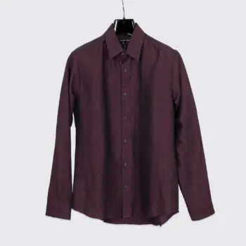 Frank Leder Shirt Size S Men Red Wine Cotton Linen Blend Twill Made in Germany