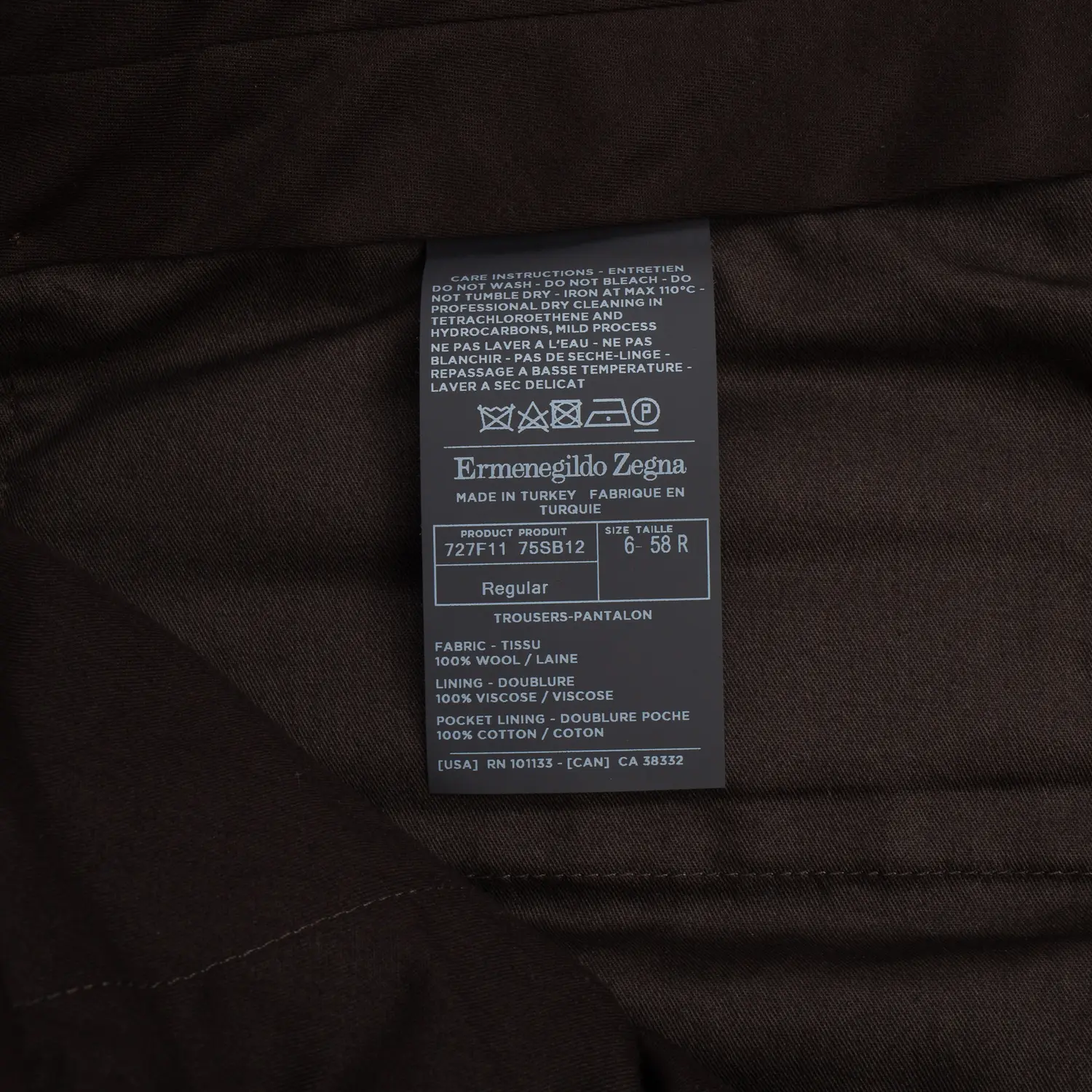 Ermenegildo Zegna Trousers Size EU58 Sand Gray Wool All Season Made in Italy