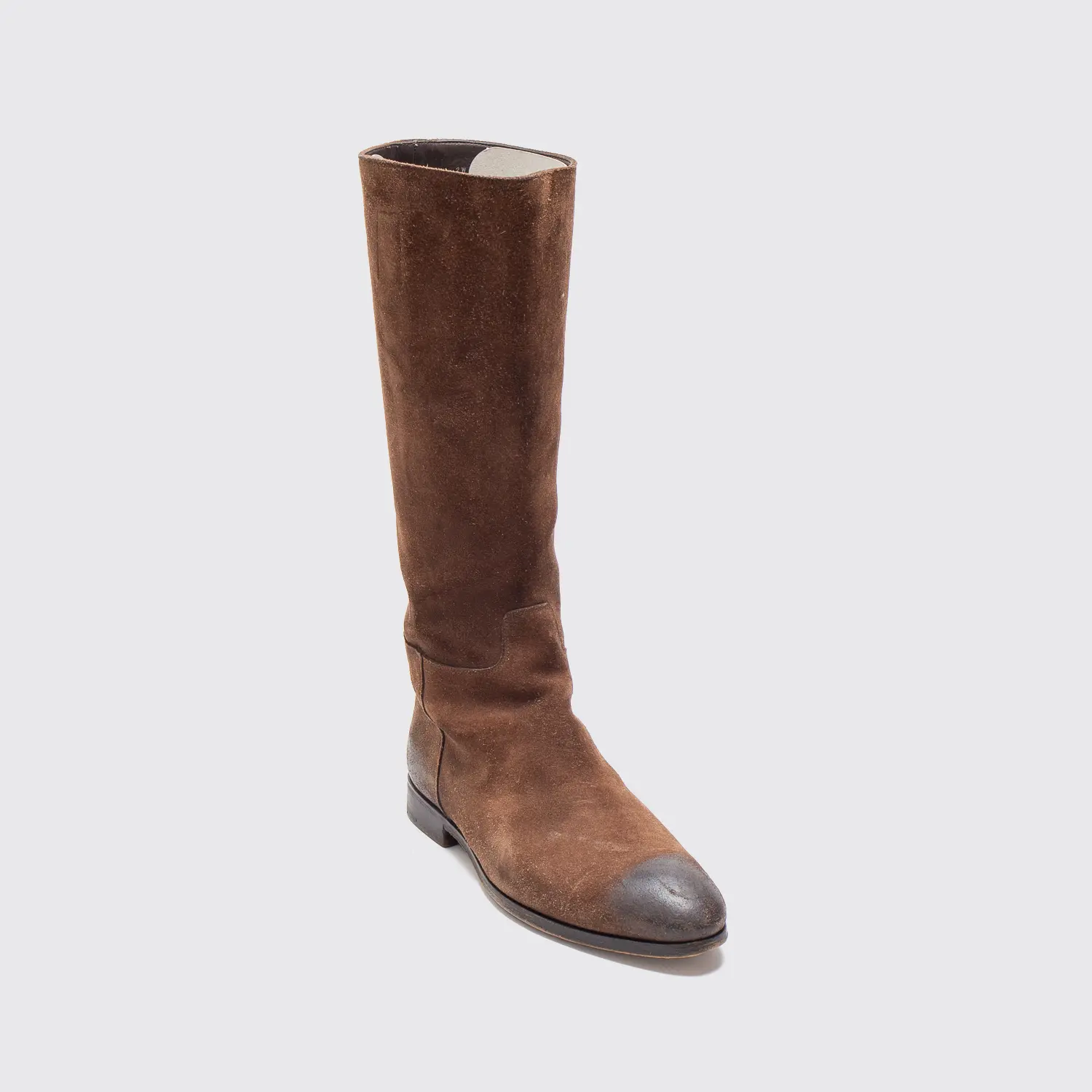 Prada Boots Size UK11 Men Cigar Brown Suede Tall Horse Riding Made in Italy