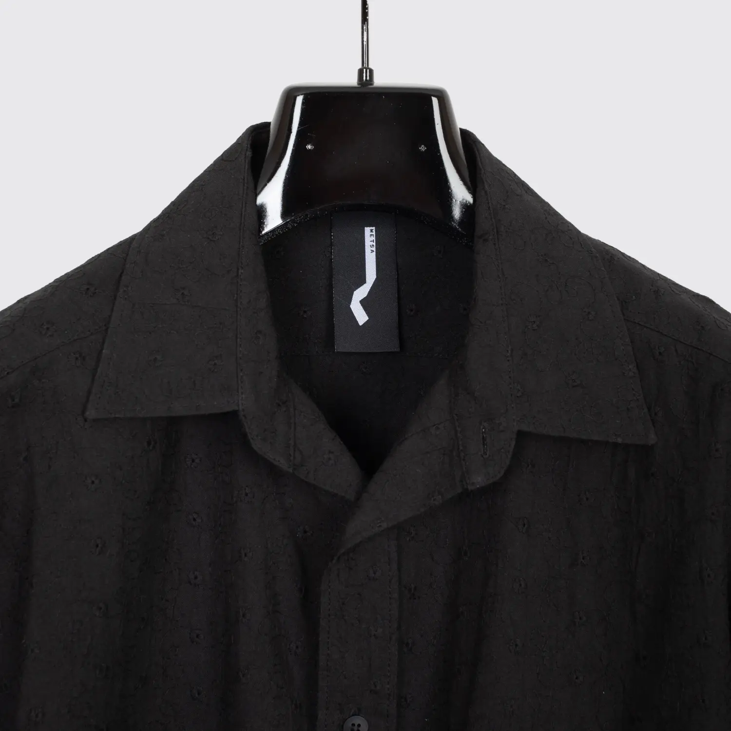 Metsa Shirt Size M Black Cotton Floral Embroidery Lightweight Made in Canada