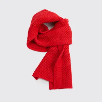 Giuliano Fujiwara Scarf Solid Red Textured Knit Wool Fall Winter Made in Italy