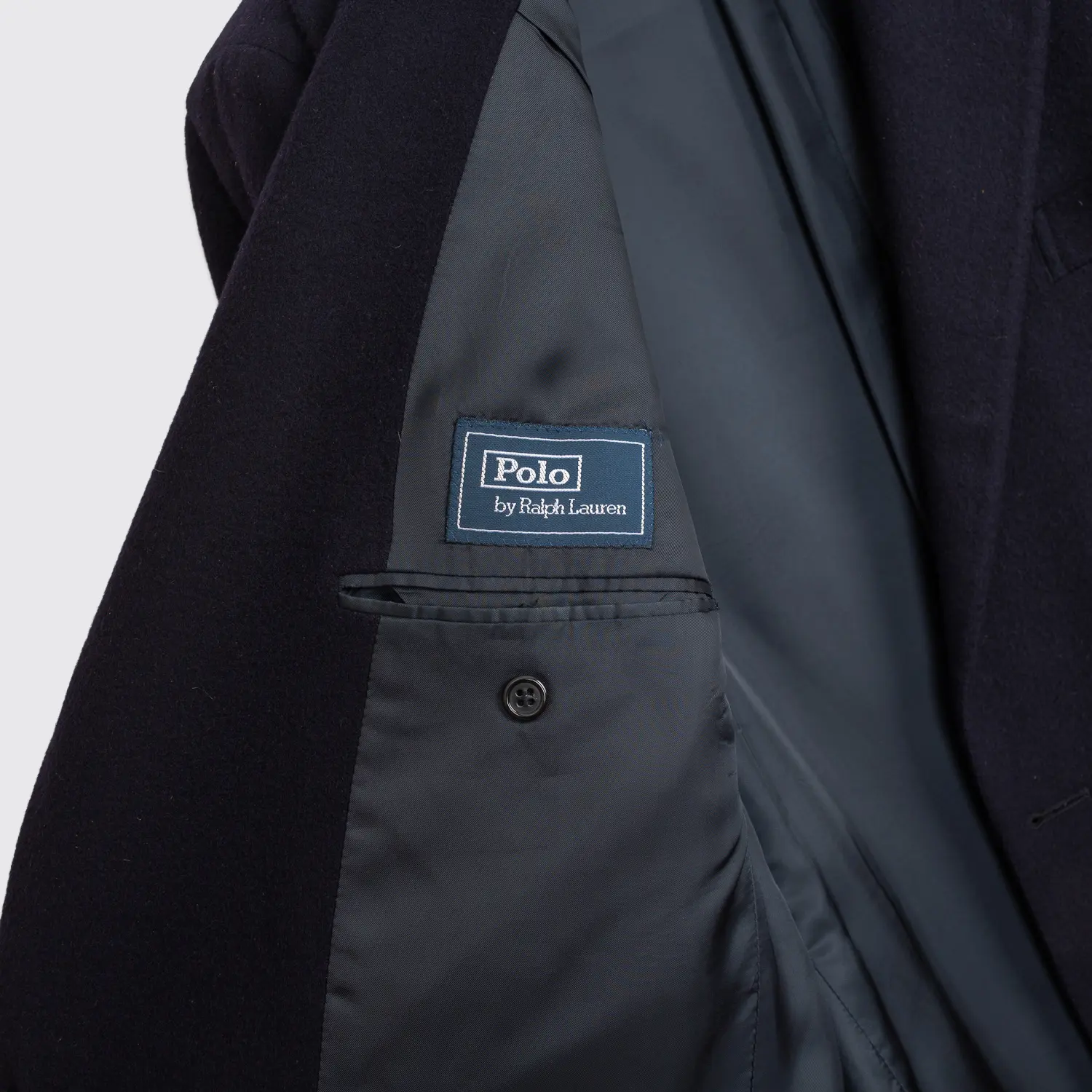 Polo Ralph Lauren Cashmere Jacket Size 46 Long Dark Navy Blue Made in Italy