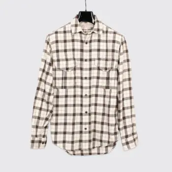 Filson Alaskan Guide Shirt XS Men Cream White Brown Check Cotton Flannel