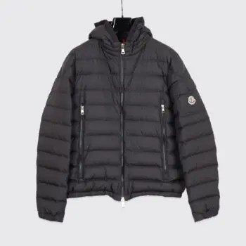 Moncler Galion Quilted Jacket Size M Solid Black Pure Goose Down Insulated Parka