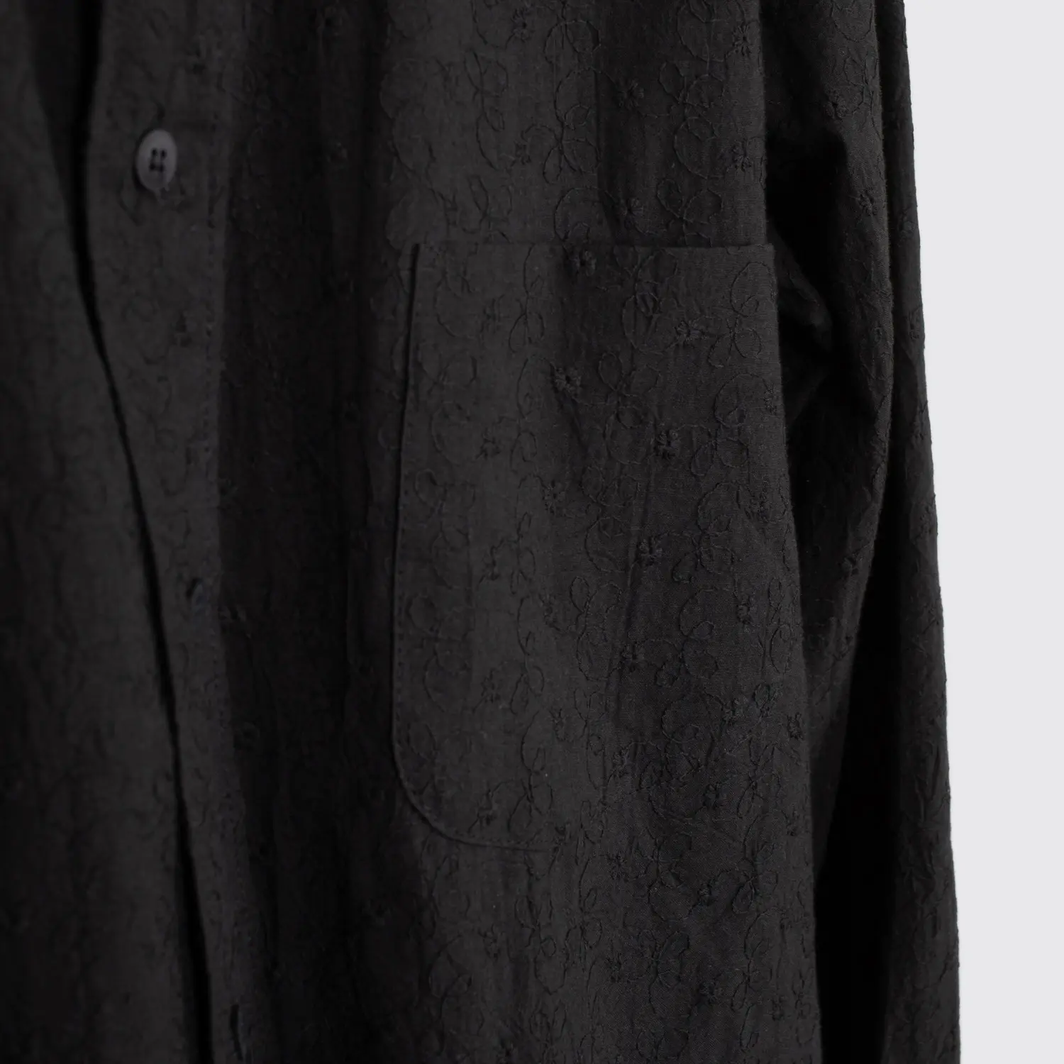 Metsa Shirt Size M Black Cotton Floral Embroidery Lightweight Made in Canada