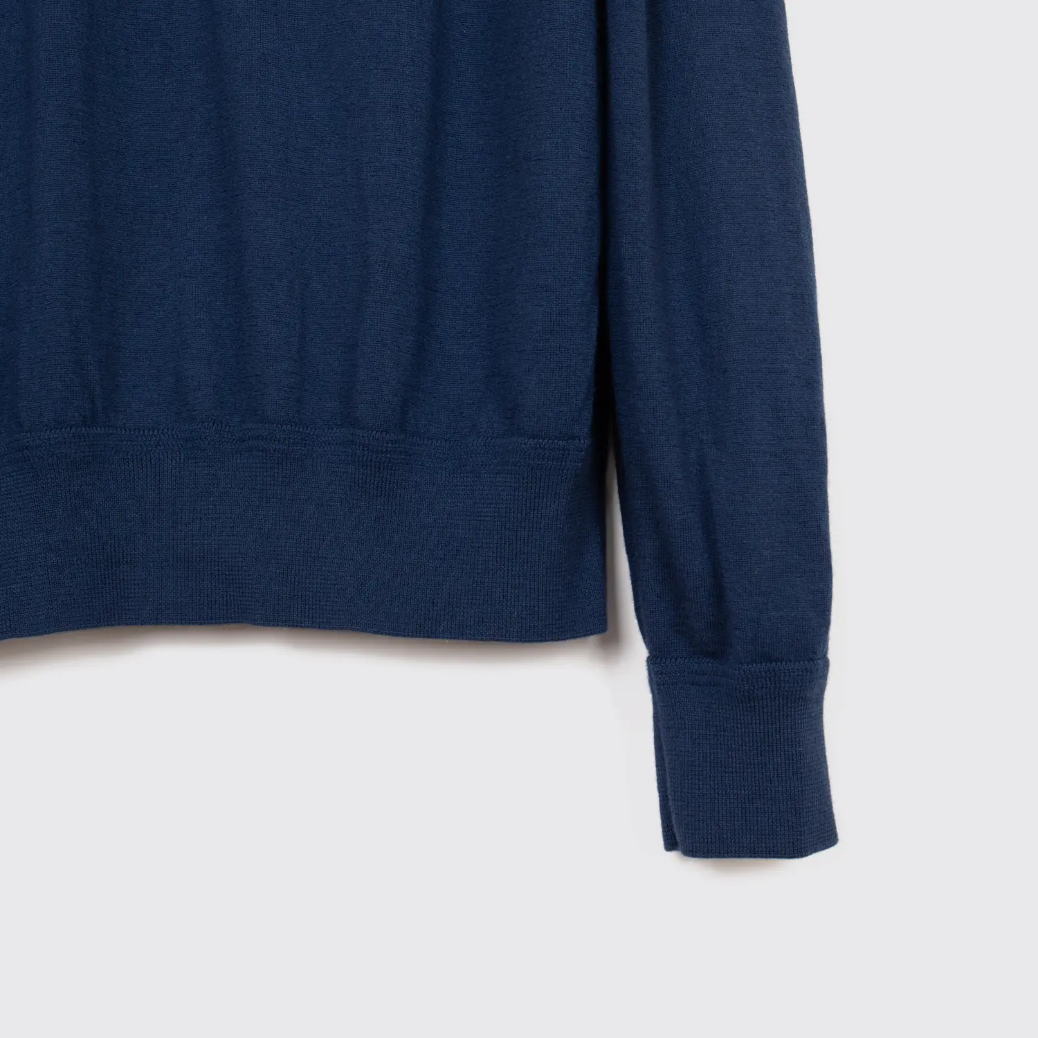 Tom Ford Polo Sweater Size EU54 Men Solid Dark Navy Blue Knit Wool Ribbed Trim