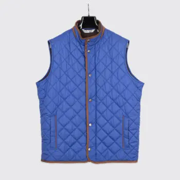 Peter Millar Essex Travel Vest Size L Men Blue Quilted Fleece Lined 2-Way Zip