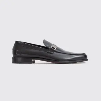 Salvatore Ferragamo Shoes Size 12 Black Calf Leather Deco Buckle Dress Loafer