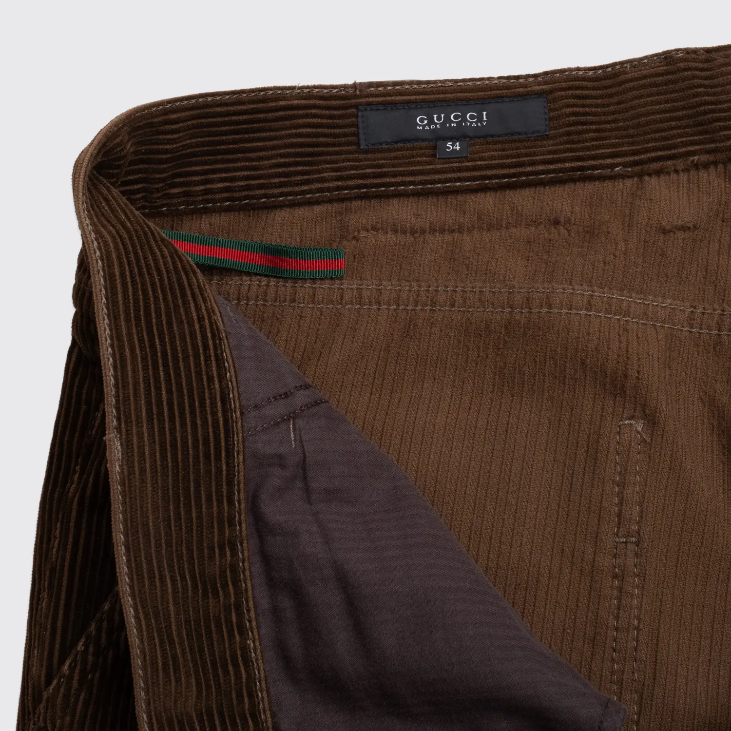 Gucci Pants Size EU54 Men 70's Corduroy Brown Cotton with Croco Patch