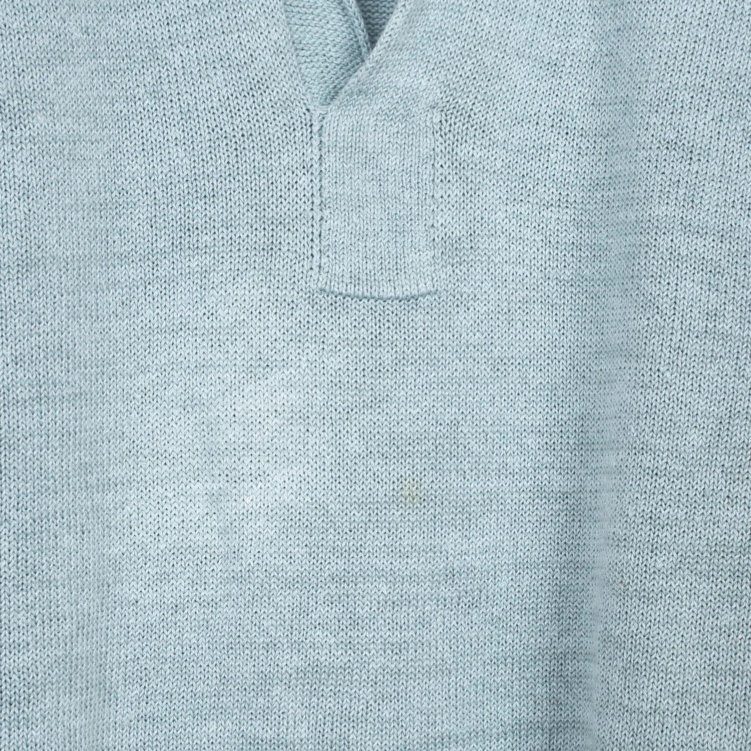 Inis Meain Sweater Size M Open Collar Solid Blue Knit Linen Made in Ireland