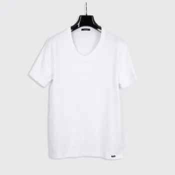 Tom Ford T-Shirt Men V-Neck Solid White Jersey Cotton Tee Made in Italy