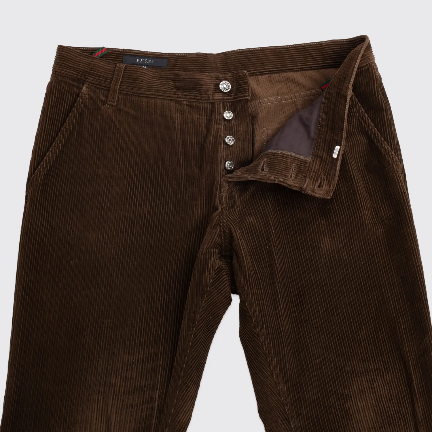 Gucci Pants Size EU54 Men 70's Corduroy Brown Cotton with Croco Patch