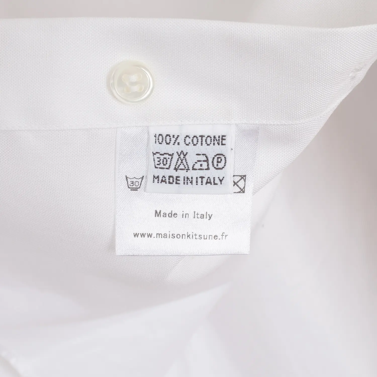 Maison Kitsune Dress Shirt Size L (41cm) White Cotton Lightweight Made in Italy