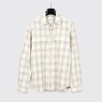 Closed Overshirt Size M Cream Gray Check Woven Cotton Blend with Chest Pockets