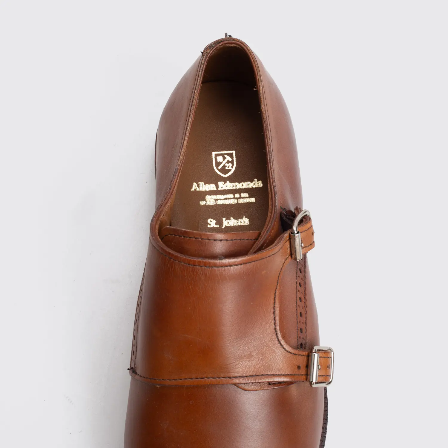 Allen Edmonds St. John's Double Monk Shoes Size 12 Walnut Brown Leather