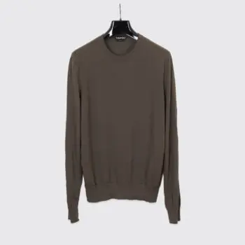 Tom Ford Sweater Size EU54 Men Solid Brown Lightweight Wool Knit Made in Italy