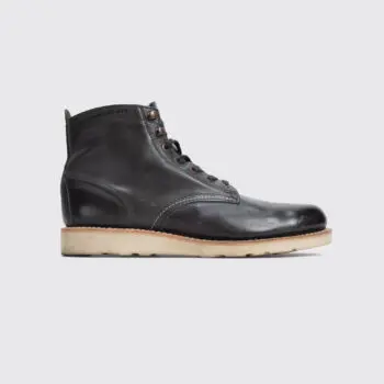 Wolverine 1000 Mile Boots Size 12 Black Leather Plain Toe Wedge Sole Made in USA