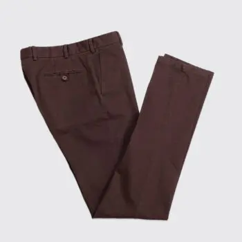 Santaniello Pants Size W32 Dark Brown Cotton Blend Split Waistband Made in Italy