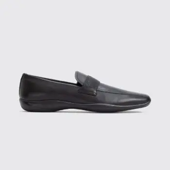 Prada Shoes Lux Calf Sport Size UK11 Solid Black Leather Strap Casual Loafer