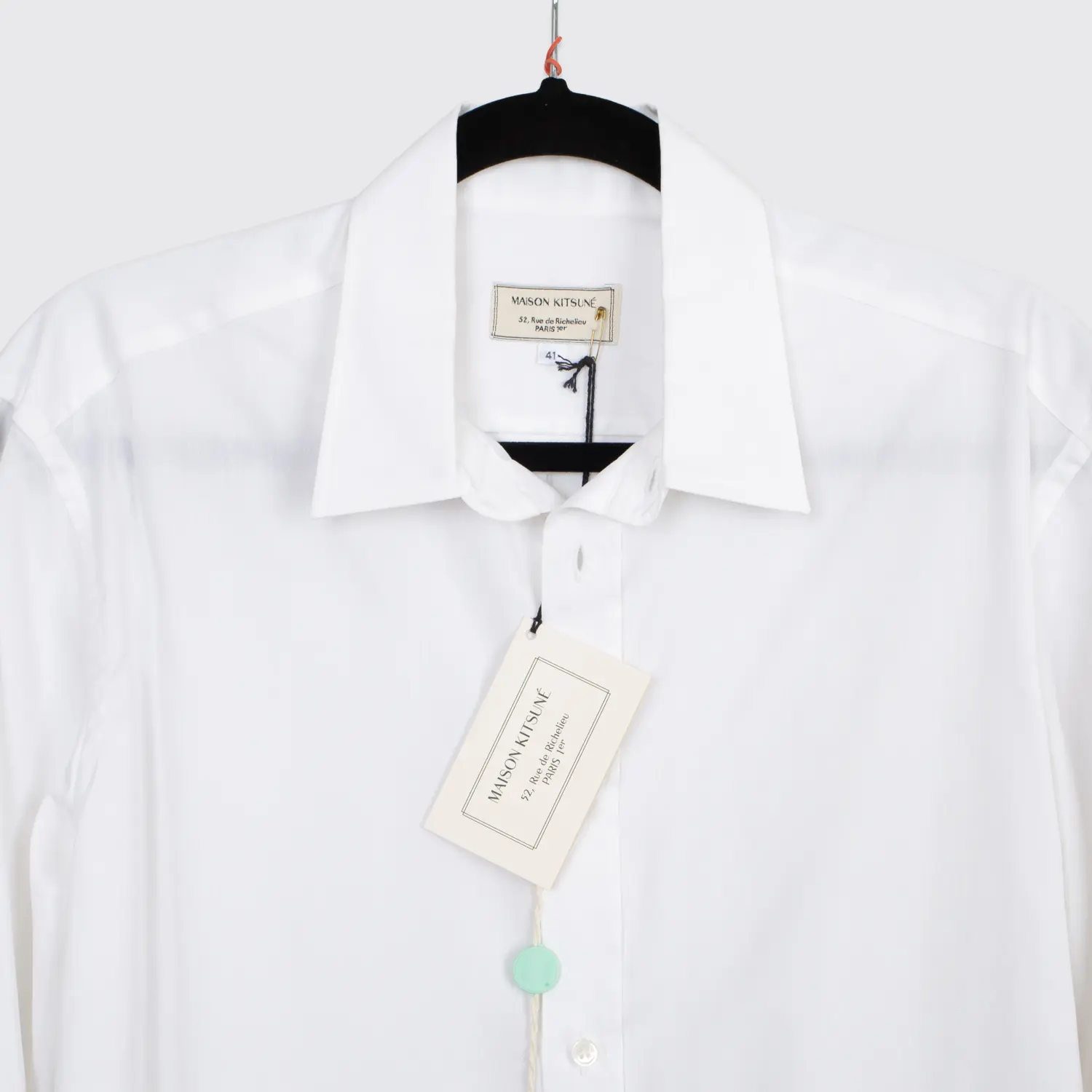 Maison Kitsune Dress Shirt Size L (41cm) White Cotton Lightweight Made in Italy