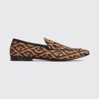 Gucci Shoes Jordaan Size 12 Brown Printed Canvas Bit Loafers Made in Italy