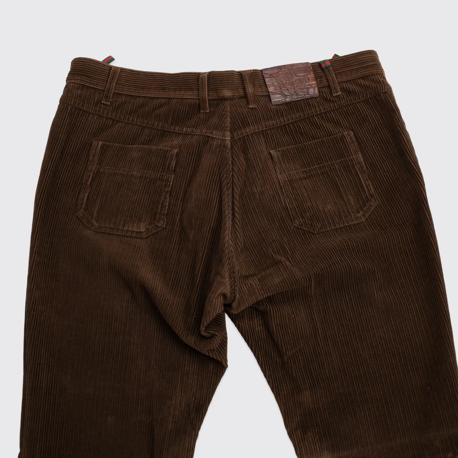 Gucci Pants Size EU54 Men 70's Corduroy Brown Cotton with Croco Patch