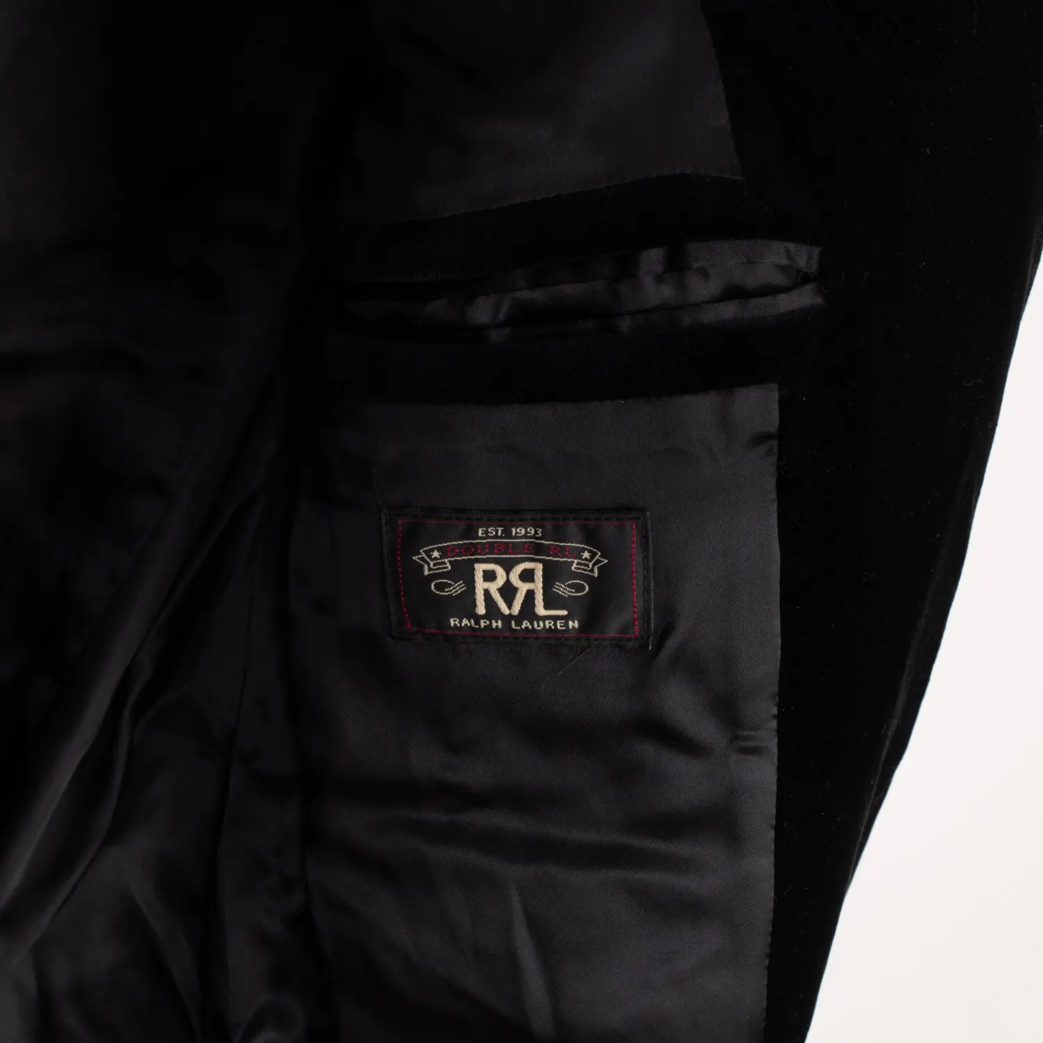 RRL Velvet Western Jacket Size 44R Men Solid Black Floral Appliqué Made in Italy