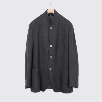 Fedeli Car Coat Size EU58 Men Dark Gray Knit Cashmere Unlined Made in Italy