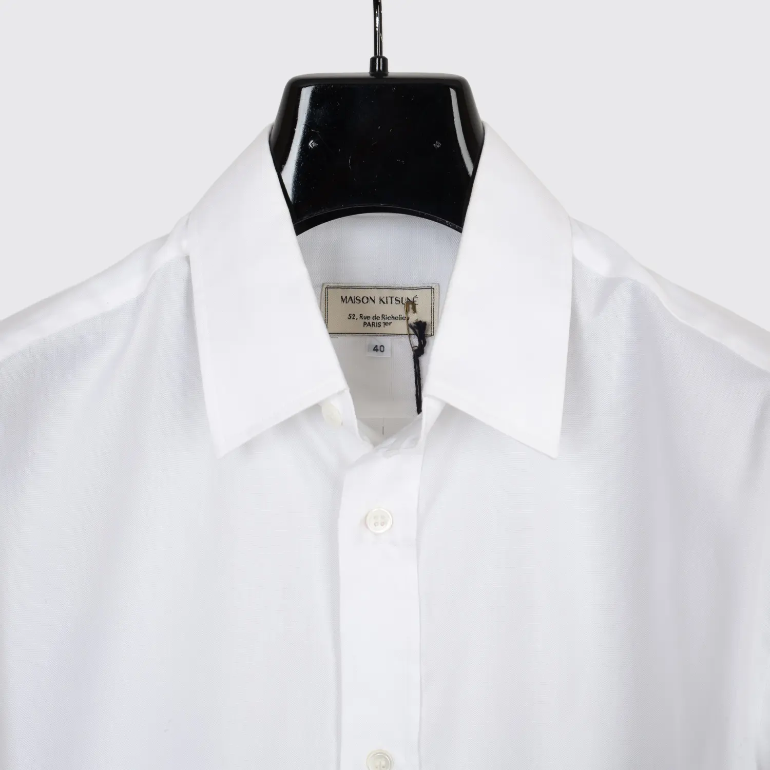 Maison Kitsune Dress Shirt Size M Solid White Cotton Lightweight Made in Italy