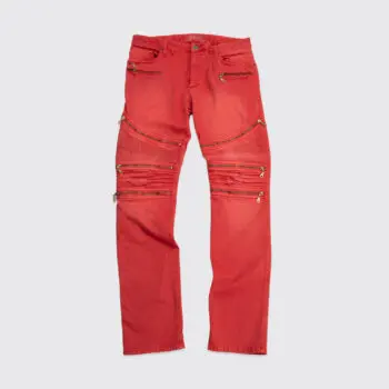 Robin's Jean The Show Motorcycle Size W36 Men Solid Red Cotton Stretch Zipper
