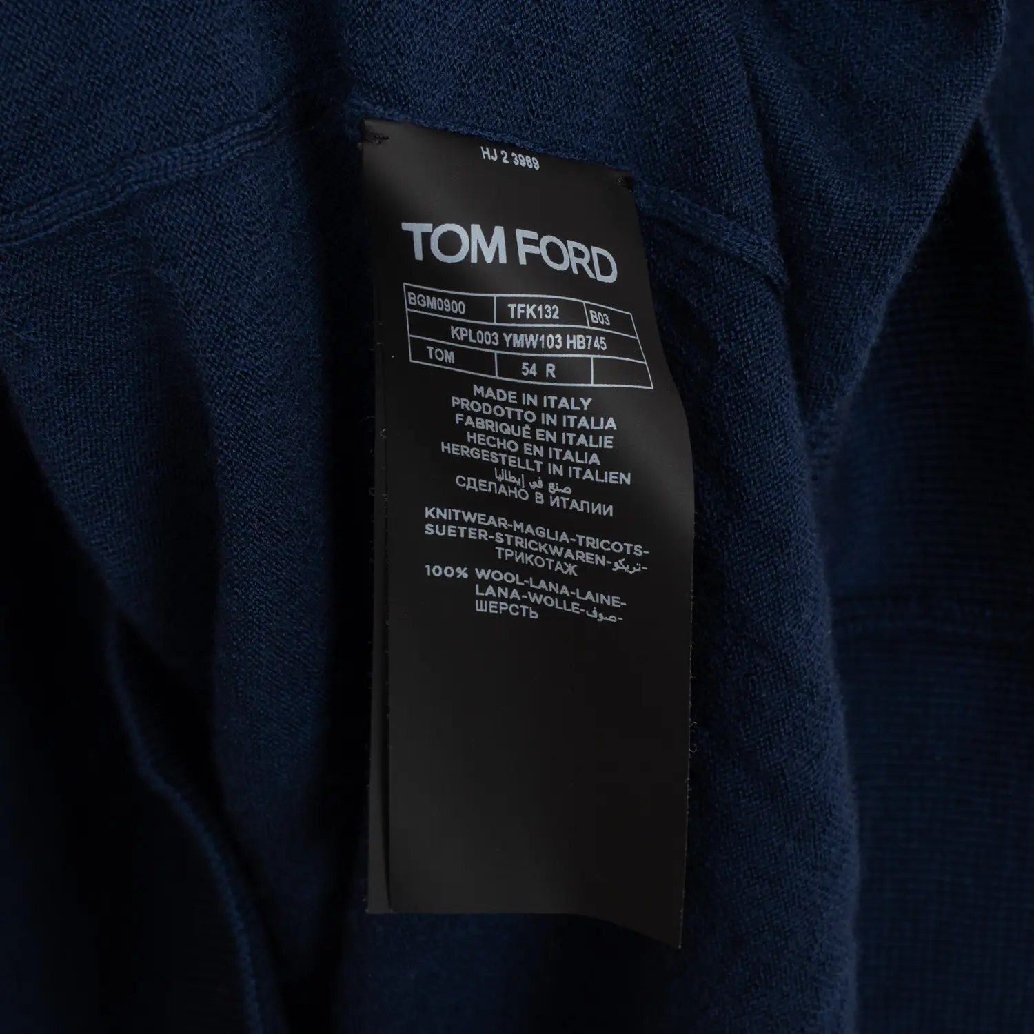 Tom Ford Polo Sweater Size EU54 Men Solid Dark Navy Blue Knit Wool Ribbed Trim