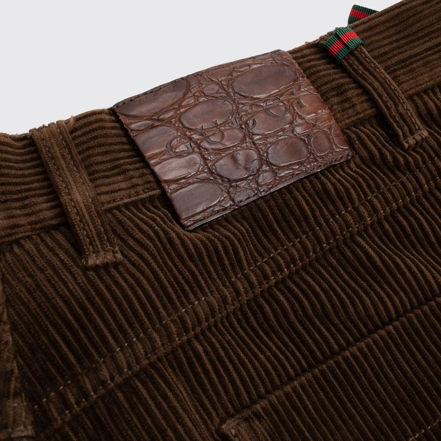Gucci Pants Size EU54 Men 70's Corduroy Brown Cotton with Croco Patch