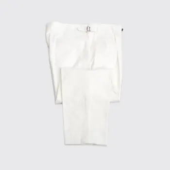 Ermenegildo Zegna Pants Size EU58 Solid White Pleated Cotton Twill Made in Italy