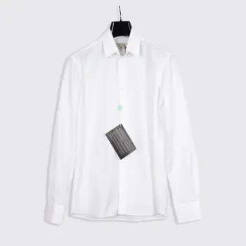 Maison Kitsune Dress Shirt Size M Solid White Cotton Lightweight Made in Italy