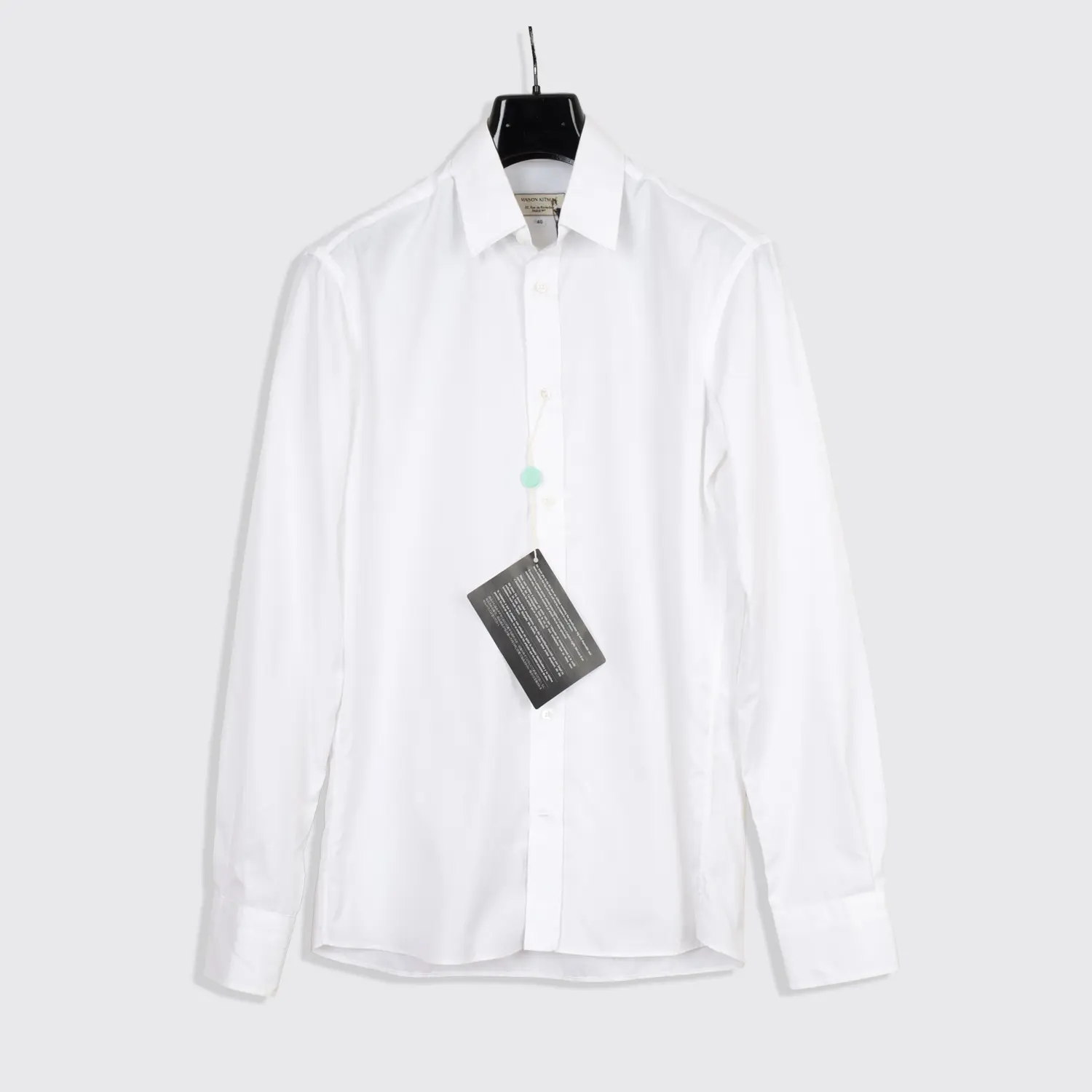Maison Kitsune Dress Shirt Size M Solid White Cotton Lightweight Made in Italy
